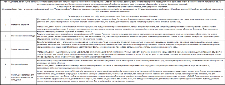 Текст гайда для сети автошкол