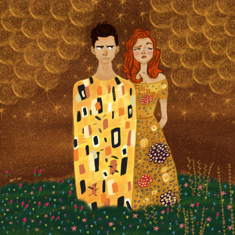 Gustav Klimt 'The kiss' in new style
