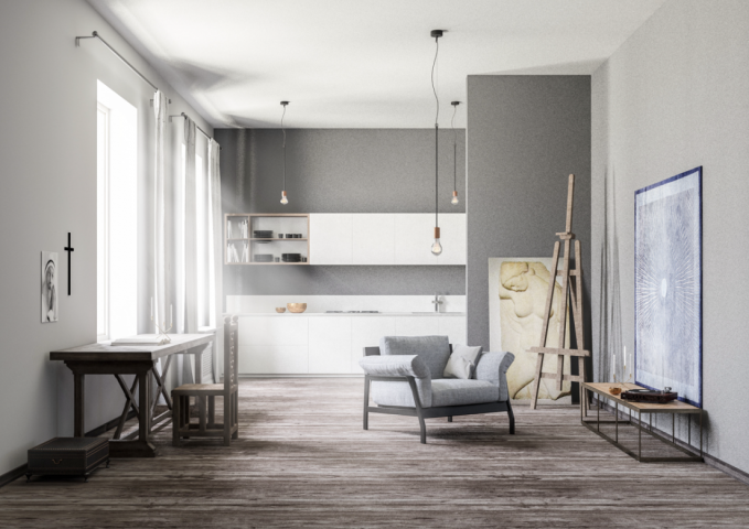 Интерьер двухкомнатной квартиры-студии