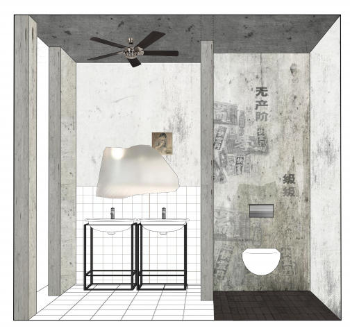 Концептуальный коллаж. Санузел ресторана в Санкт-Петербурге