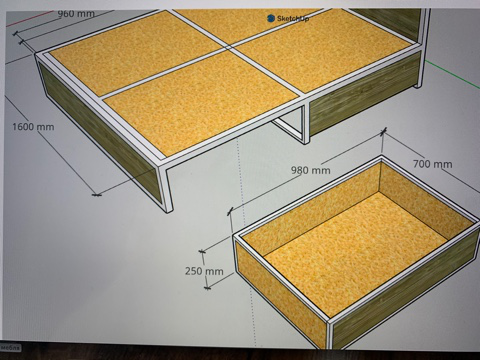 Кровать разборная в стиле лофт с выдвижными ящиками