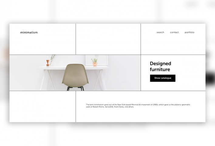 Одностраничный сайт для фирмы минималистичной мебели