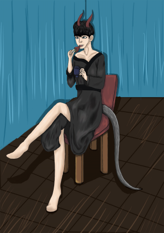 Ким Тэхен в виде демона