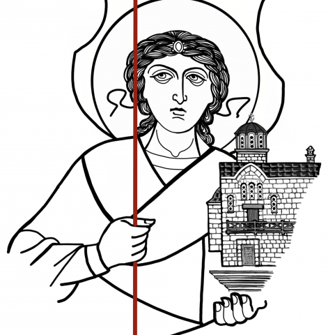 Archangel Michael hold Zverinetsk monastery