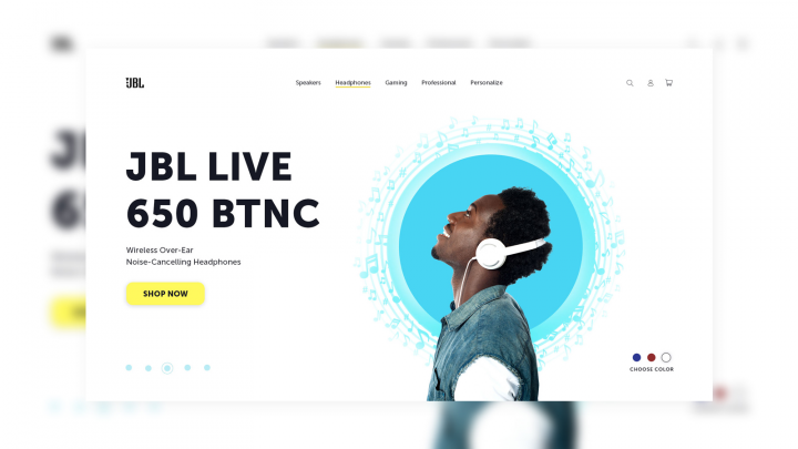 Первый экран для посадочной страницы «JBL»