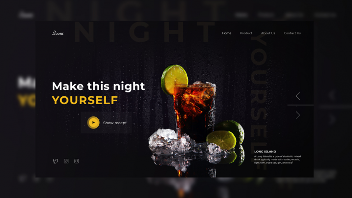 Первый экран для посадочной страницы «Boom»