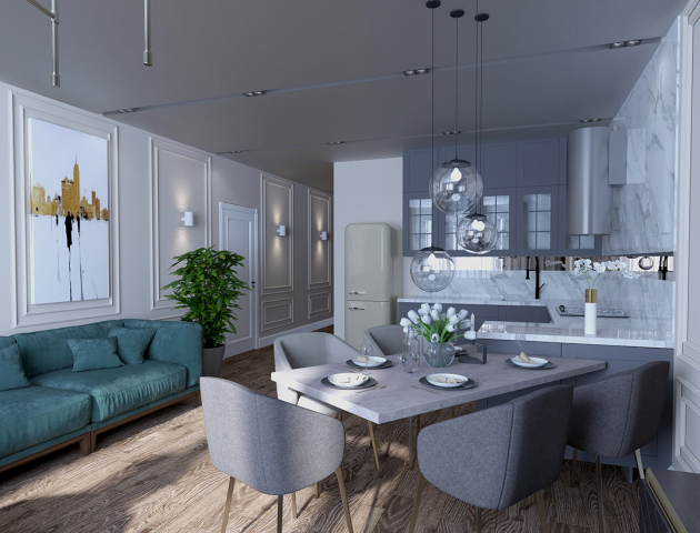 Проект двухкомнатной квартиры 78кв.м