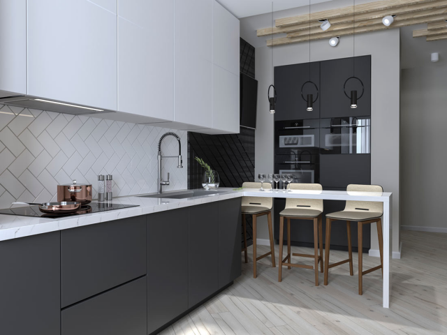 Проект однокомнатной квартиры студии  33 кв.м