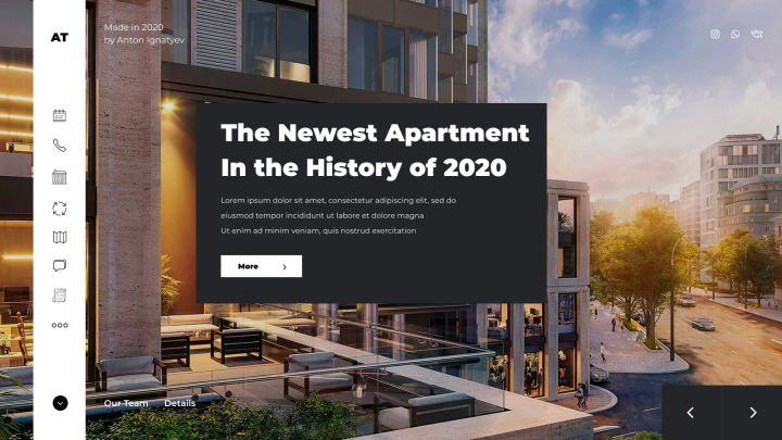 Первый экран сайта - Апартаменты