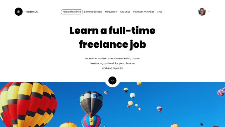 Первый экран на тему фриланса