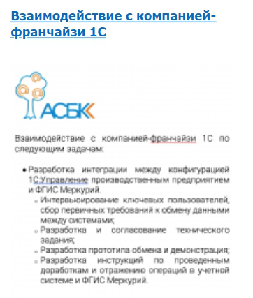 Взаимодействие с компанией-франчайзи 1С