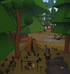 Lowpoly art Forest Light