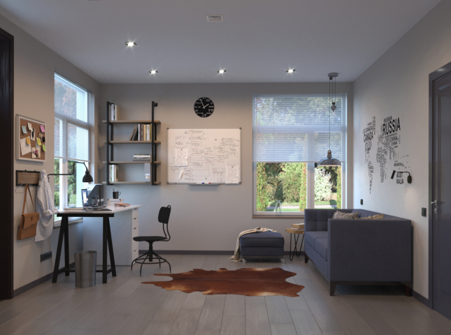 кабинет-гостевая в частном доме