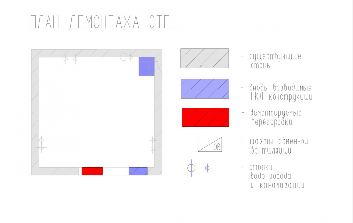 План демонтажа стен в санузле
