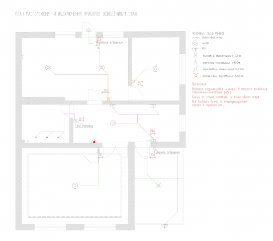 План расположения приборов освещения