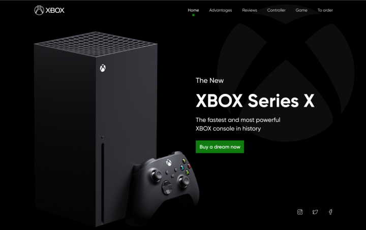 Дизайн лендинга для заказа Xbox X