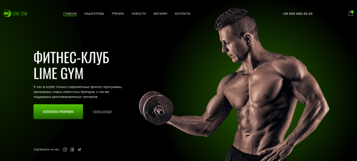 Дизайн сайта для спорт-клуба Lime Gym