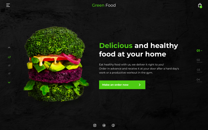 Дизайн сайта для вегетарианской еды GreenFood