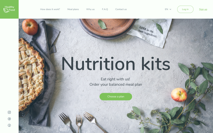 Дизайн сайта для доставки полезной еды Healthy Food