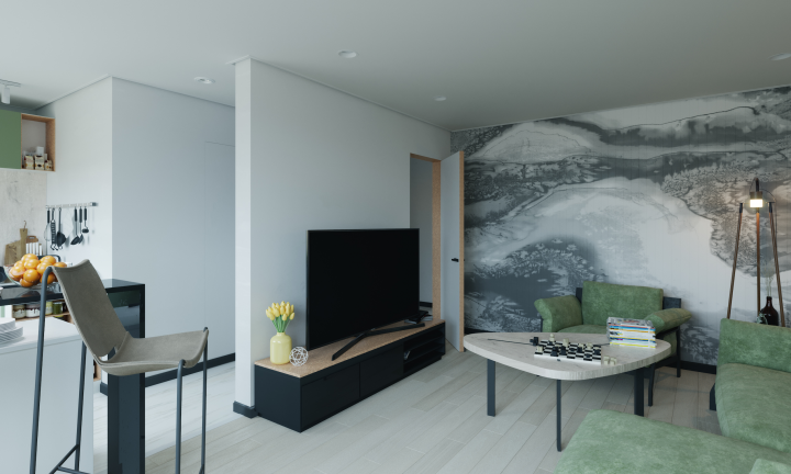 Визуализации интерьера жилой квартиры 34 м/кв