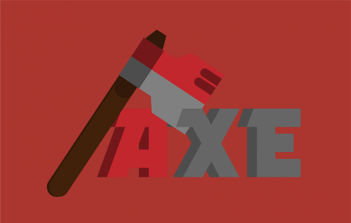 Баннер "Axe" в мультяшном стиле.