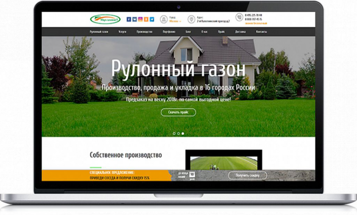 Многостраничный корпоративный сайт "МИР ГАЗОНОВ"