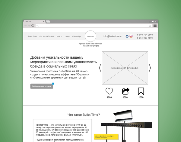 3D фотогении на мероприятиях - Landing Page