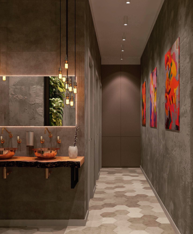 Дизайн санузла лофт-бара