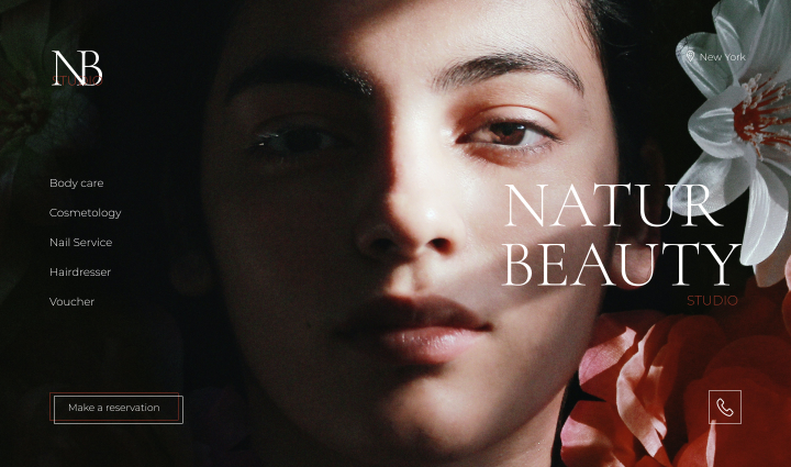 Landing page for Natural Beauty Studio
