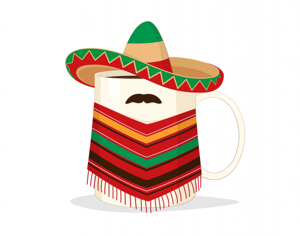 Кружка кофе в национальном костюме