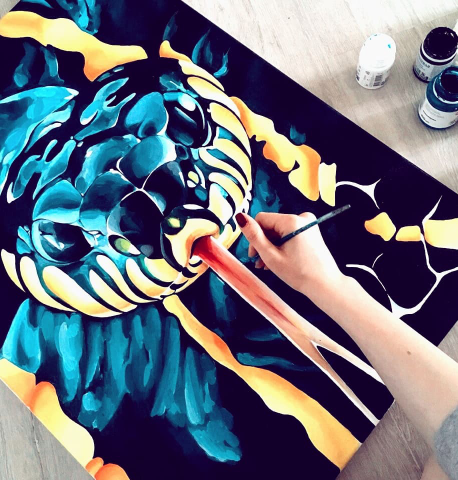 Картина акрилом на холсте "Змея"