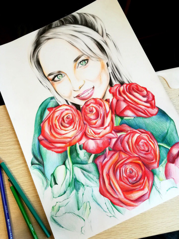 Портрет девушки в графике