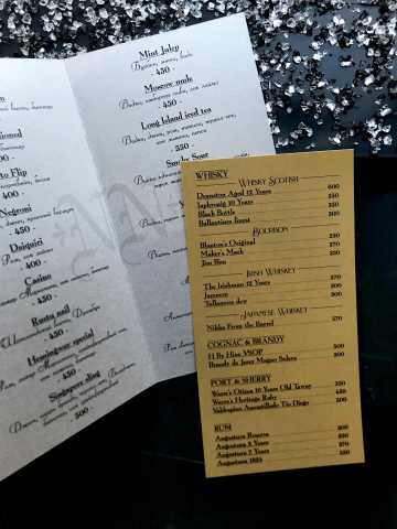 menu,  "No name cocktail bar", St.Petersburg, Russia 2018