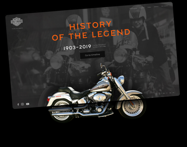 Промо-сайт о истории мотоциклов «Harley-Davidson»