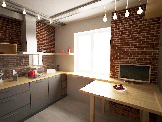 3Dmax. Дизайн интерьера кухни