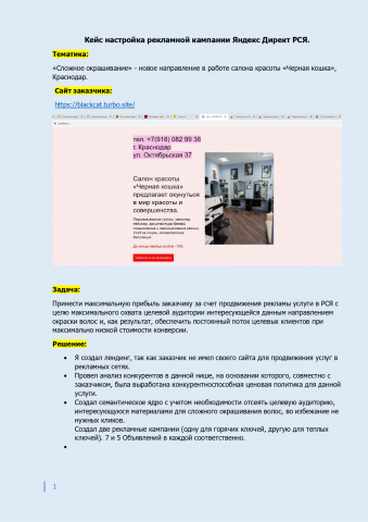 Кейс_ Рекламная кампания "Сложное окрашивание". Салон красоты.