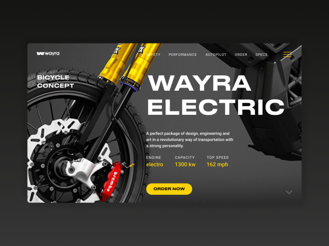 Дизайн главного экрана электронных мотоциклов Wayra
