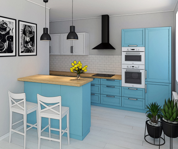 Кухня гостиная в скандинавском стиле