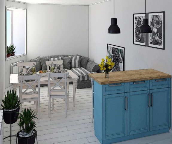 Кухня-гостиная в скандинавском стиле