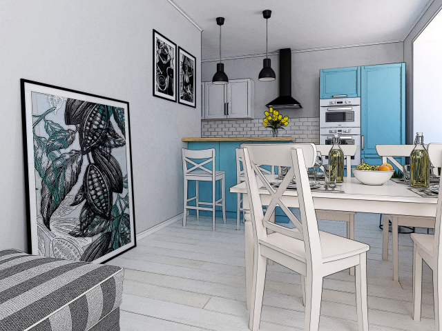 Кухня-гостиная в скандинавском стиле