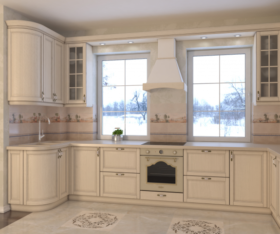 Интерьер и визуализация кухни в загородном доме