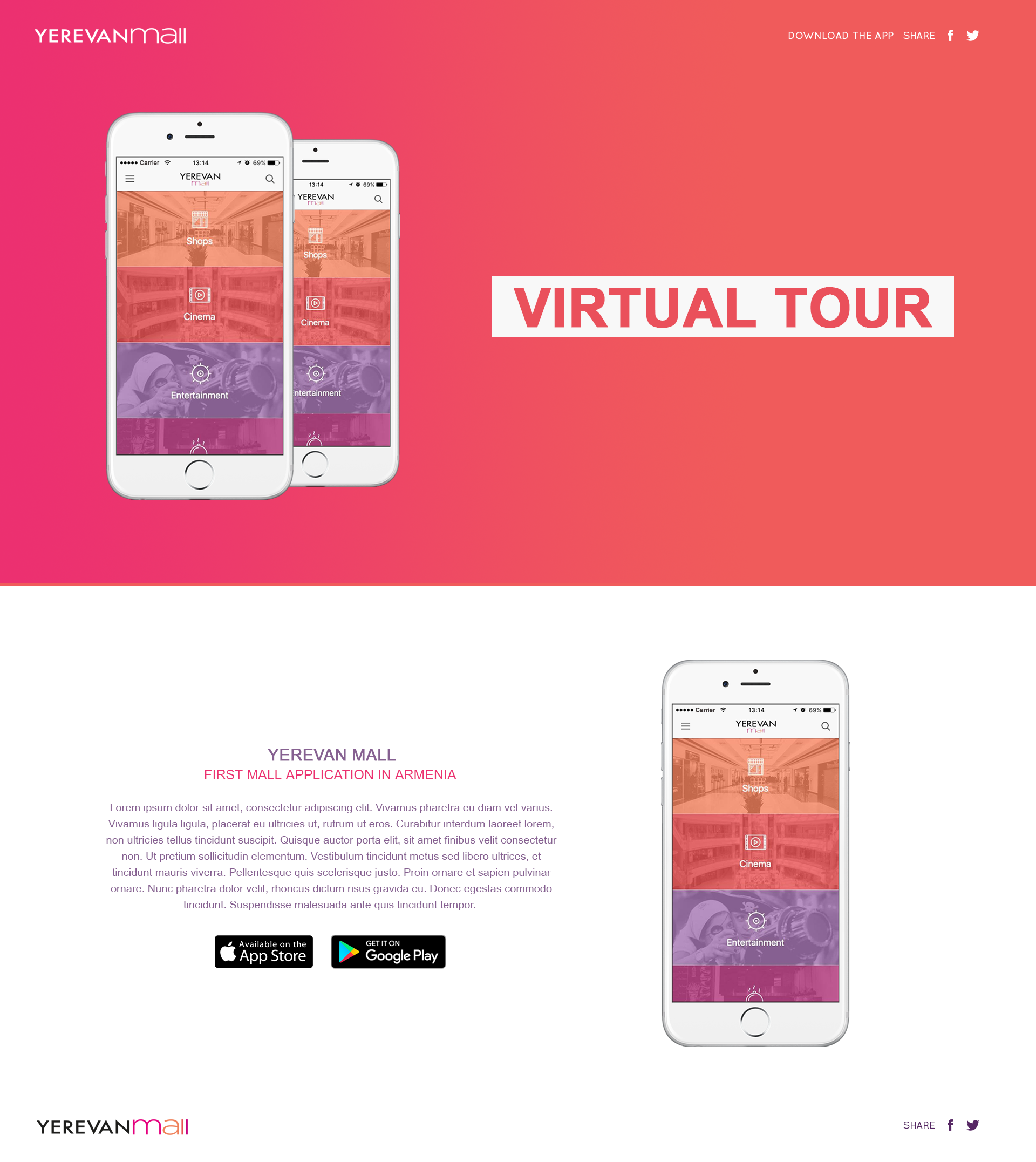 Landing page design for Yerevan Mall