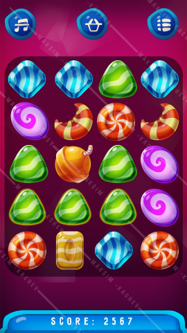 Match-3  Candyes Game Asset