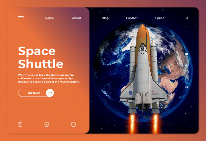 Landing page SPACE SHUTTLE