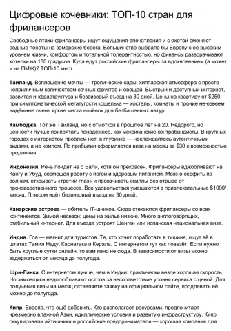 ТОП-10 стран для фрилансеров-кочевников