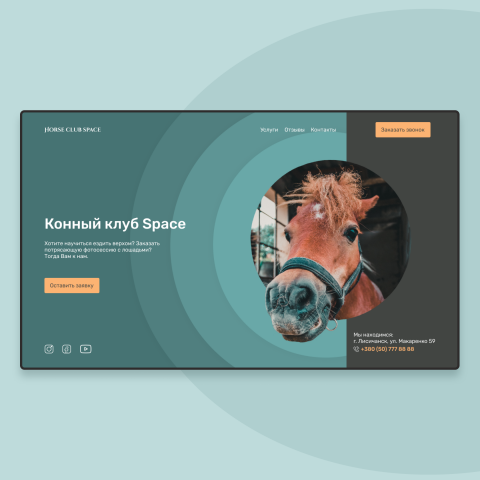 Концепт  Landing Page о Конном клубе