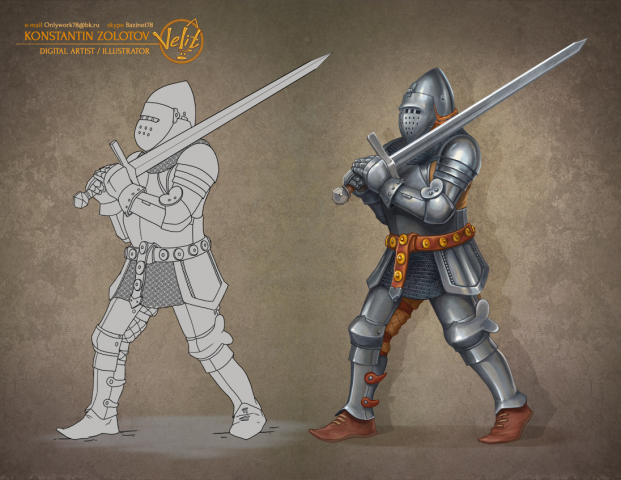 Разработка и отрисовка персонажа ( тяжёлый латник) истфех