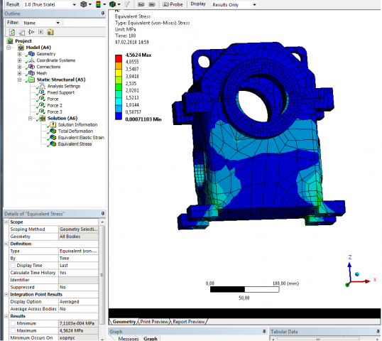 Расчёт напряжений в Ansys Workbench