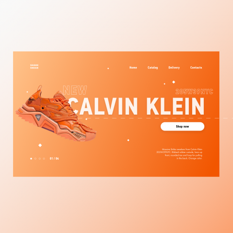 Calvin Klein Shoes. Первый экран интернет-магазина