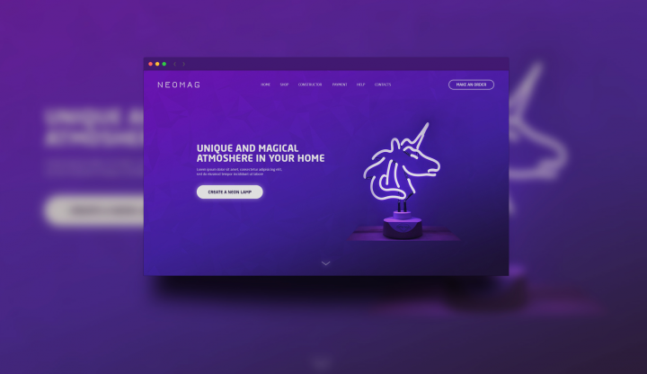 Neomag - первый экран магазина неоновых ламп